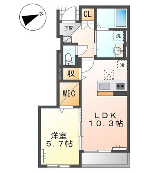 岡山県岡山市北区高松(賃貸アパート1LDK・1階・43.20㎡)の写真 その2