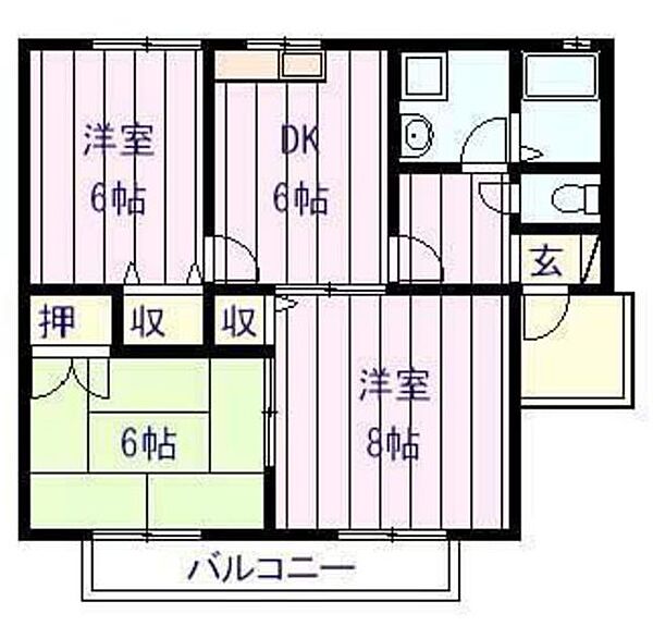 岡山県岡山市南区新保(賃貸アパート3DK・2階・54.65㎡)の写真 その2