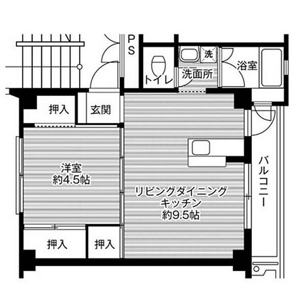 ビレッジハウス今保1号棟 ｜岡山県岡山市北区今保(賃貸マンション2K・3階・33.51㎡)の写真 その2