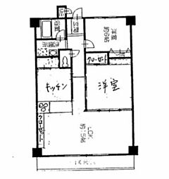 サニーハイム岡山 3階2LDKの間取り