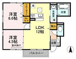 リバーパレス　D棟  ｜ 岡山県岡山市南区西市（賃貸アパート2LDK・1階・52.20㎡） その2