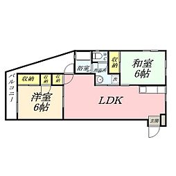 オリーブ浜 3階2LDKの間取り