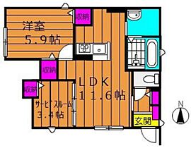 エルメゾン四御神  ｜ 岡山県岡山市中区四御神（賃貸アパート2LDK・2階・61.48㎡） その2