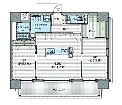 Celestial中町 00203 ｜ 岡山県岡山市北区三門中町（賃貸マンション2LDK・2階・68.91㎡） その2