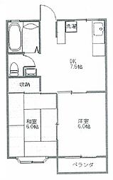 センスフルタウン西王寺2C 2DKの間取図画像