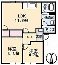 フレグランスＮａｎｂａ II棟  ｜ 岡山県岡山市中区平井7丁目（賃貸アパート2LDK・2階・50.75㎡） その2