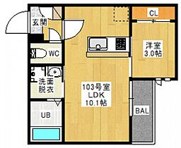 GRANDTIC　フレール 00103 ｜ 岡山県岡山市北区奥田2丁目（賃貸アパート1LDK・1階・31.28㎡） その2