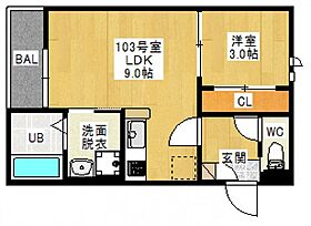 GRANDTIC　西崎  ｜ 岡山県岡山市北区西崎本町（賃貸アパート1LDK・1階・30.94㎡） その2