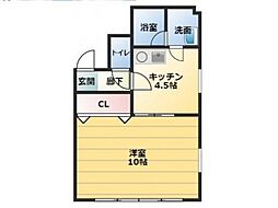 メゾンエース 3階1DKの間取り