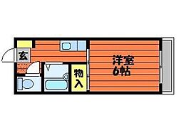 プレアール清心 2階1Kの間取り