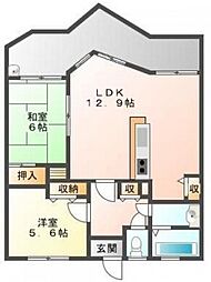 ふぁみ〜ゆ中島田 4階2LDKの間取り