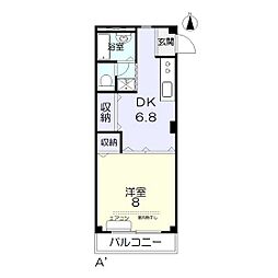 アーバンハウス東島田 4階1DKの間取り