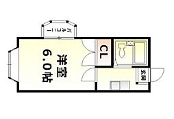 AVION901 2階1Kの間取り