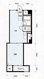 大学町マンション 7階1DKの間取り