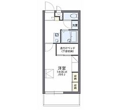レオパレスアゼリア 1階1Kの間取り