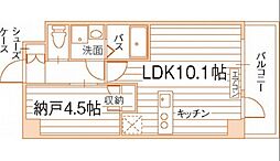 パティオ東古松 5階1Kの間取り