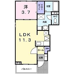 サンリット・レジデンス平井A 1階1LDKの間取り