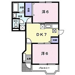 ソレイユ．Ｎ　C 1階2DKの間取り