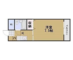 アルフィーネ厚生町 7階1Kの間取り