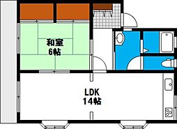 シティパレス西崎 1階1LDKの間取り