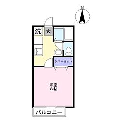 ビッグウェイ中庄B 1Kの間取図画像