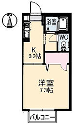 メゾン・フルール　B棟 2階1Kの間取り