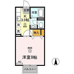 メゾンたちばな　Ｂ棟 2階1Kの間取り