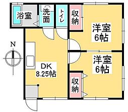 S・Sコーポ 1階2DKの間取り