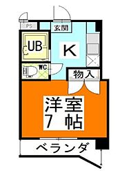 エスポアール22 1Kの間取図画像