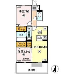ボヌール　N-1 1階2LDKの間取り