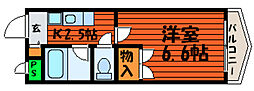 ラ・ヴェスパ 4階1Kの間取り