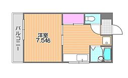 プレアール春日町 5階1Kの間取り