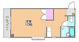 リーガII 4階1Kの間取り