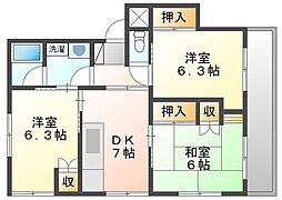 ルネ・津島 3DKの間取図画像