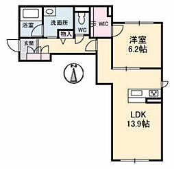 テラ高柳2 1LDKの間取図画像