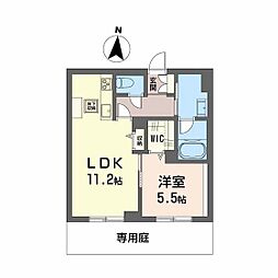 レーベンエイトII 1LDKの間取図画像