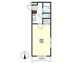 ウエストヒルズ野田C棟 1Kの間取図画像