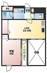 パルロイヤル東島田 1LDKの間取図画像