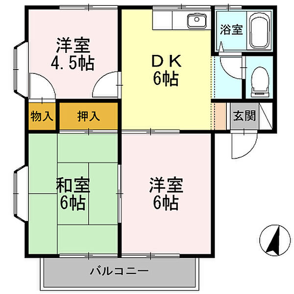 杉山コーポ ｜神奈川県伊勢原市桜台3丁目(賃貸アパート3DK・2階・46.37㎡)の写真 その2