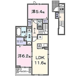 レ　リアン 2階2LDKの間取り