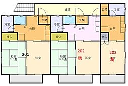 グリーンハイツ 2階2DKの間取り
