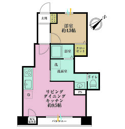 新宿ニューハウジング 1LDKの間取図画像