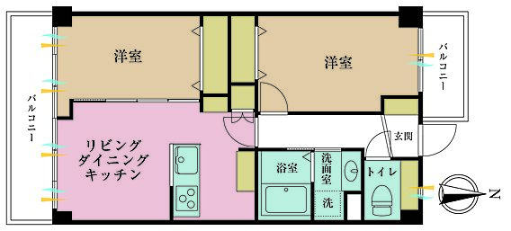 2LDK、専有...