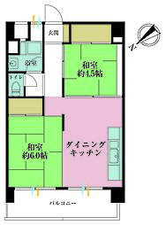 南青ハイツ 2DKの間取り