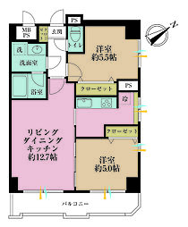扶桑ハイツ荏原中延 2LDKの間取り