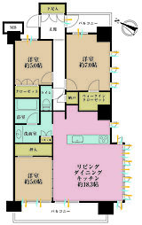 プラウド川崎柳町 3LDKの間取り