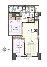 方南ファミリーコーポ 2LDKの間取図画像