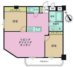 コーポ初台 2LDKの間取図画像