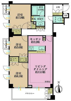 3LDK、専有...