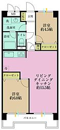 グリーンプラザ川崎 2LDKの間取図画像